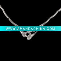Wholesale 925 sterling silver necklace with CZ.