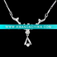 Wholesale 925 sterling silver necklace with CZ.