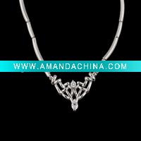 Wholesale 925 sterling silver necklace with CZ.