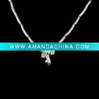 Wholesale 925 sterling silver necklace with CZ.
