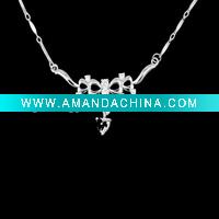 Wholesale 925 sterling silver necklace with CZ.