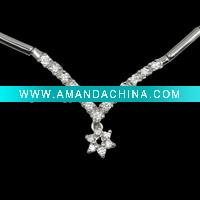 Wholesale 925 sterling silver necklace with CZ.