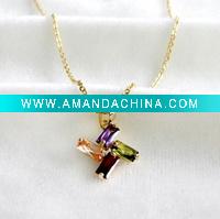 Wholesale sterling silver necklace, different gemstone combined pendant, sterling silver jewelry