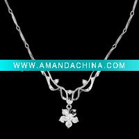 Wholesale 925 sterling silver necklace with CZ.