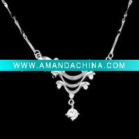 Wholesale 925 sterling silver necklace with CZ.