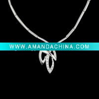 Wholesale 925 sterling silver necklace with CZ.