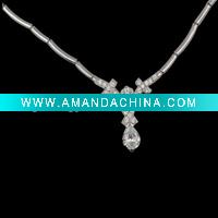 Wholesale 925 sterling silver necklace with CZ.