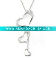 Wholesale heart necklace, sterling silver or brass, for valentines', mother's day or easter day