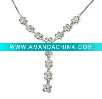 Wholesale fower silver necklace, sterling silver or brass, for valentines', mother's day or easter day