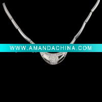 Wholesale 925 sterling silver necklace with CZ.