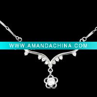 Wholesale 925 sterling silver necklace with CZ.