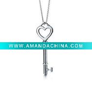 Wholesale key necklace, sterling silver or brass, for mother's day or easter day