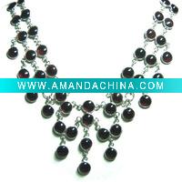 Wholesale Sterling Silver Black Onyx Necklace, Fashion Necklace, Sterling Silver Necklace