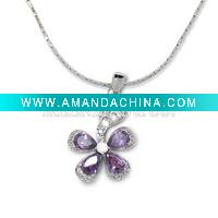 Wholesale new styles summer sterling silver necklaces with shining stones, OEM &ODM are also welcome.