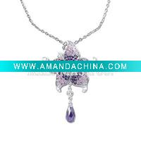 Wholesale new styles summer sterling silver necklaces with shining stones, OEM &ODM are also welcome.