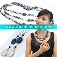 Wholesale fancy agate fashion pearl necklace HL6012
