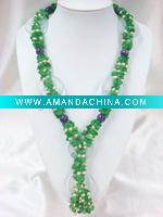 Wholesale Gem Stone/ Green Glass Necklace