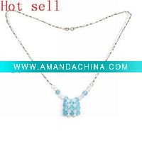 Wholesale 2010 hot sell natural blue chalcedony white quartz necklaces+free shipping