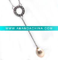 Wholesale 925 Sterling silver Pink white titanium necklace GPSN-3507