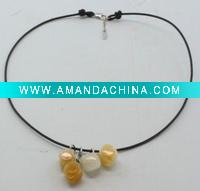 Wholesale yellow and white quartzite necklace