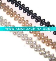 Wholesale Falt round 3 line fashion pearl necklace