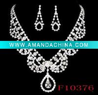 Wholesale white rhinestone necklace set( F10376 )