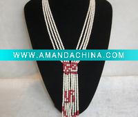 Wholesale wholesale 17"-20" 5mm 4 rows round white and coral necklace