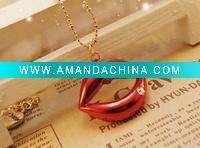 Newly design Red lips Necklace N10081