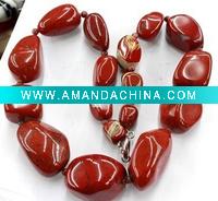 gemstone loose beads beaded red jasper necklace 19"