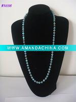 Wholesale Blue Turquoise Beads with Black Stripe Necklace