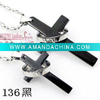 Wholesale Titanium Stainless Steel Necklace Stainless Steel Pandent Titanium Steel Necklace Offer OEM 136 black