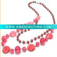 Wholesale Fashion Red Zircon Beaded Necklace Jewelry