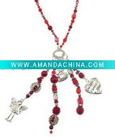 Wholesale fashion red metal couple necklace pendant