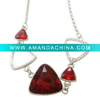 Wholesale Red Zircon Triangle Necklace Jewelry