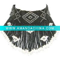 Wholesale BLACK CLEAR WHITE SEED BEADS BEADED CHOKER NECKLACE