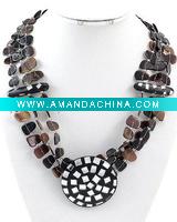 Wholesale Black Shells / Lead Compliant / Multi Row Necklace