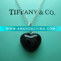 Wholesale black ruby pendant necklace hot sale Silver