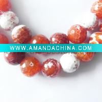 Wholesale Facet Round Red Fire Agate Beads Necklace Jewelry