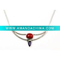Wholesale Amethyst,Red Onyx Necklace , sterling silver jewelry , gemstone jewelry , silver Necklace