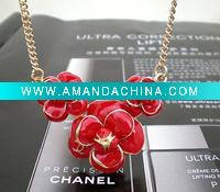 Wholesale Fashion camellia flower necklace&costume jewelry(color pink&red)