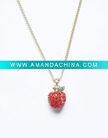 Wholesale Stylish Apple Pendant with Stone, Jewelry Necklace Chain