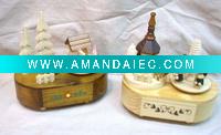 Wholesale Wooden xmas music box, white & natural color