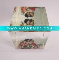 Wholesale Crystal cube Paperweight, cherub designs, christmas gifts