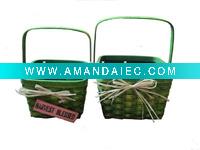 Wholesale Handmade wooden lovely green wood christmas decoration gift basket