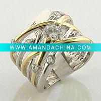 Rhodium and Gold Silver Ring