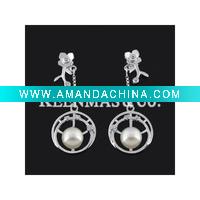 Wholesale Wholesale nice design sterling silver earring with nice big pearl