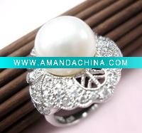 Wholesale 925 sterling silver ring with fresh water pearl