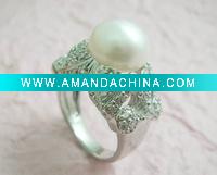 Wholesale 925 sterling silver ring with fresh water pearl