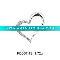 Wholesale Superior 925 silver charm pendants love heart shape