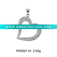 Wholesale 2011 New arrival 925 silver charm pendant with heart shape